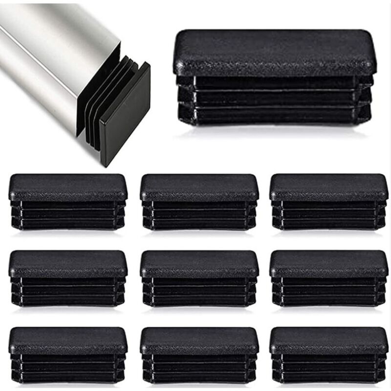 foto del prodotto 12 pezzi tappi per lamelle per tubi rettangolari 80 x 40 mm tappi per tubi in metallo per sedie e mobili tubolari nero