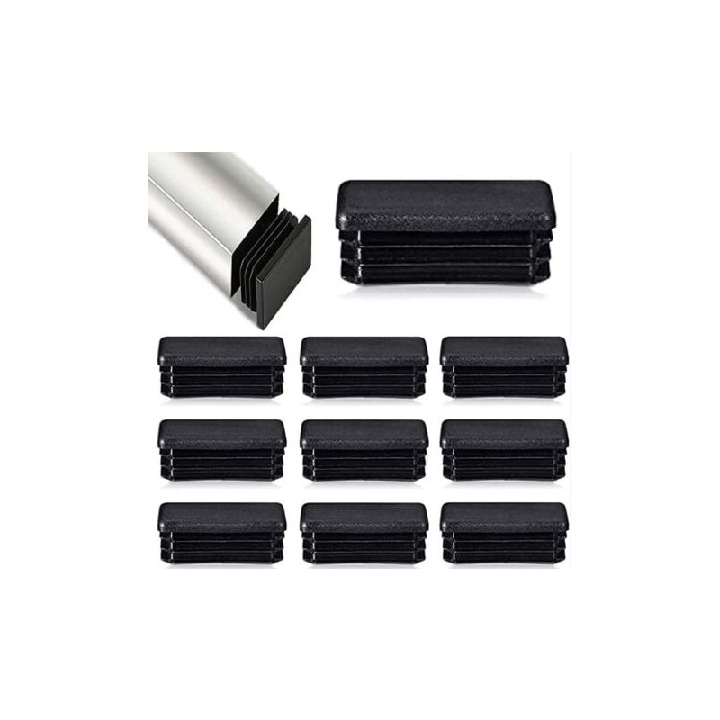 foto del prodotto 12 pezzi tappi per lamelle per tubi rettangolari 80 x 40 mm tappi per tubi in metallo per sedie e mobili tubolari nero