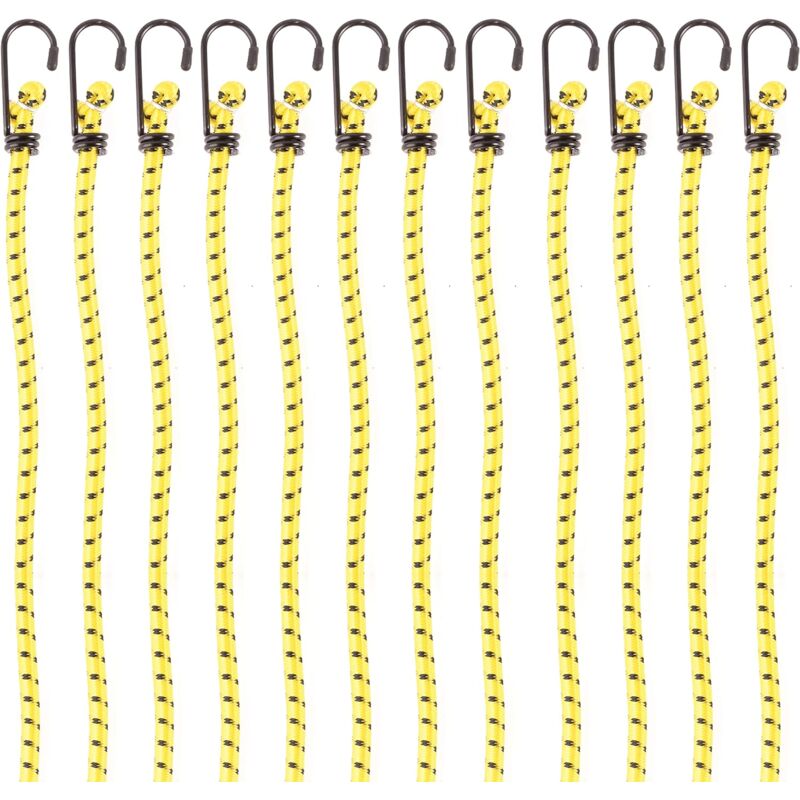 foto del prodotto 12 pezzi tenditori con gancio,corda elastica con gancio per teloni portapacchi auto e bici giallo 