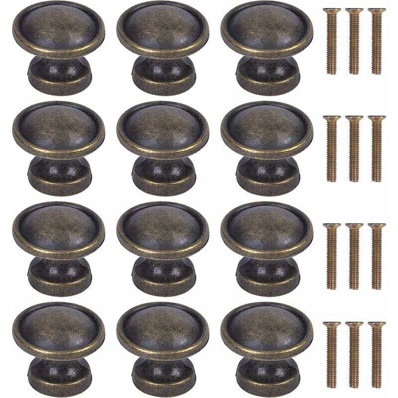 foto del prodotto 12 pomelli per cassetti vintage in bronzo, pomelli per cassetti per porte da 23 19 15 mm, maniglie per armadietti, pomelli per armadietti rotondi,