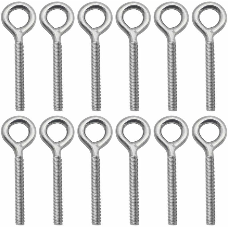 foto del prodotto 12 pz viti a occhiello con filettatura acciaio inox bullone a occhiello viti ad anello per esterni altalena tende m12
