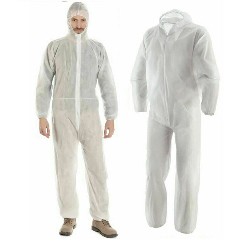 foto del prodotto 12 tute monouso da lavoro monouso camice polsini tuta zip cappuccio protezione