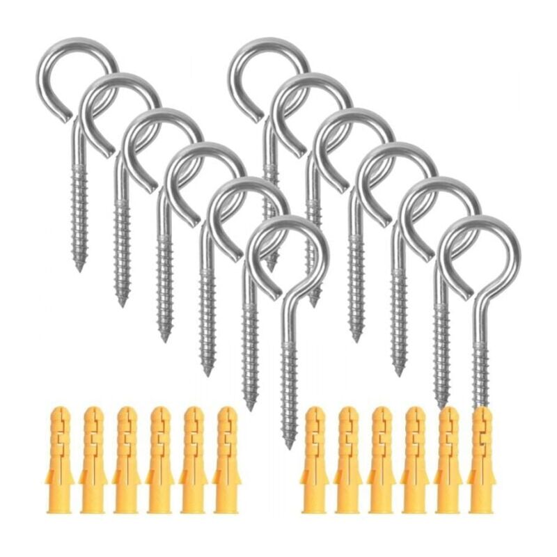 foto del prodotto 12 viti a gancio ad occhiello m6x80mm con tubo di espansione, bulloni ad occhiello autofilettanti in acciaio inossidabile, adatti per appendere in