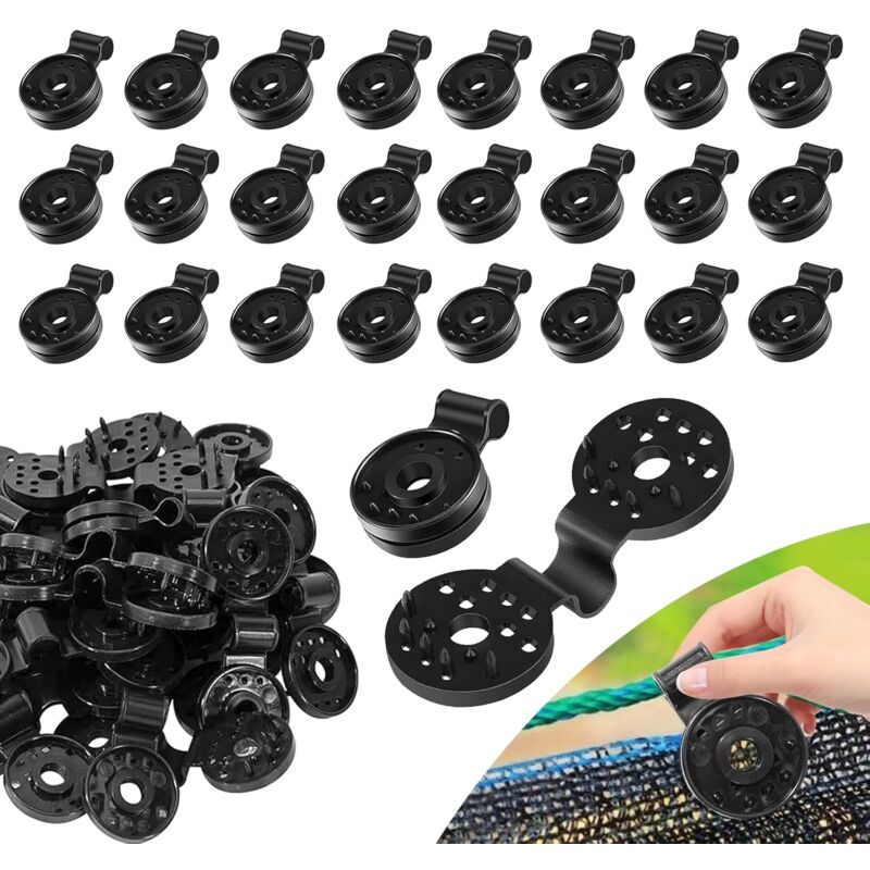 foto del prodotto 120 clip per teli ombreggianti, clip in plastica di alta qualit per teli ombreggianti, clip speciali con occhiello per rete ombreggiante, adatte per