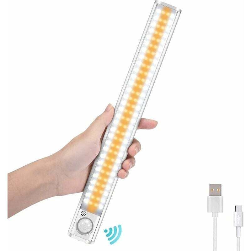 foto del prodotto 120 led dimmerabili sotto il sensore di movimento della luce sotto l armadio illuminazione sotto l armadio batteria ricaricabile usb wireless