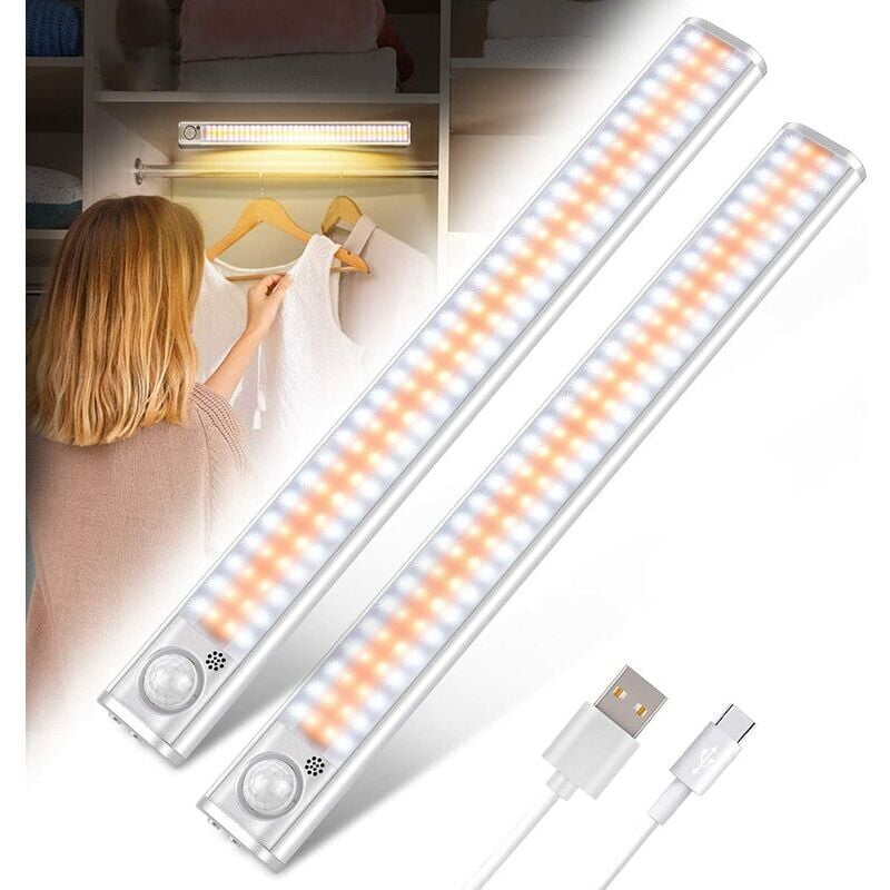 foto del prodotto 120 led luce per armadio con sensore di movimento luce per mobile luce magnetica wireless usb ricaricabile dimmerabile illuminazione automatica