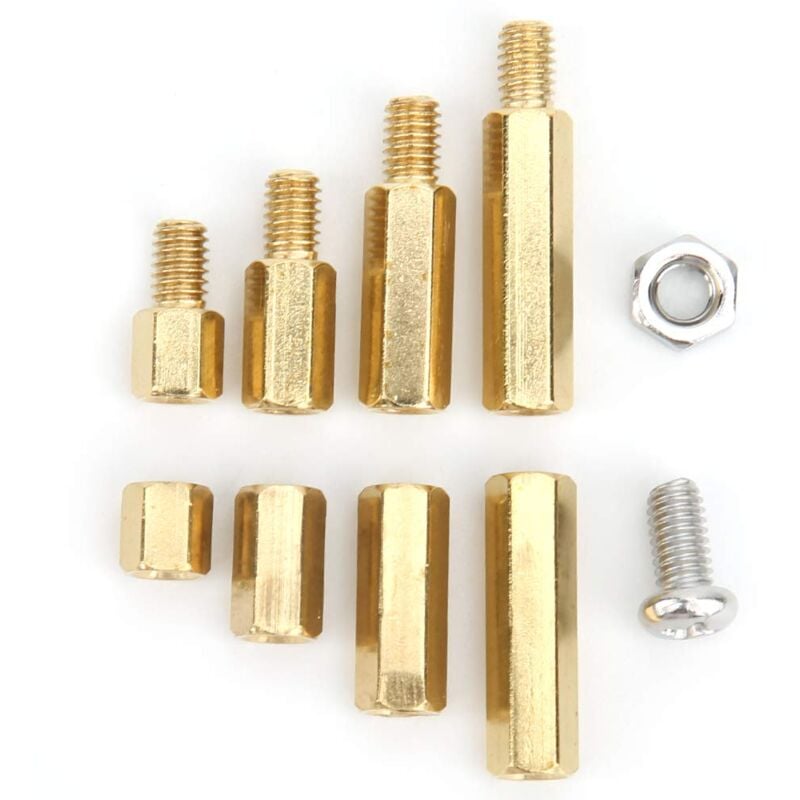 foto del prodotto 120 pezzi m4 maschio femmina distanziali esagonali in ottone in acciaio inossidabile 304 set di dadi distanziatori per circuiti stampati kit
