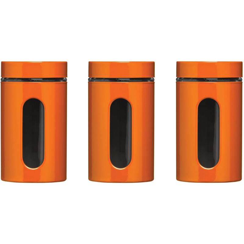 foto del prodotto 1209788 set di 3 barattoli, 1000 ml, in smalto arancione su acciaio e vetro premier housewares