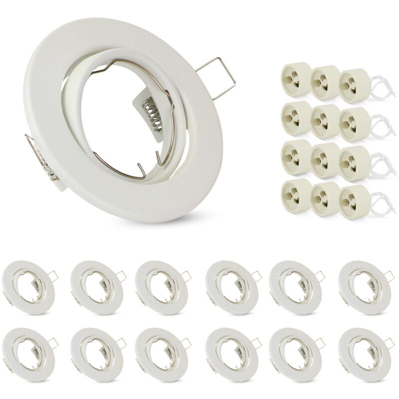 foto del prodotto 12er gu10 set di cornici da incasso bianca, faretti da incasso gu10 230v con foro base diametro 50mm, faretti da incasso in metallo, faretti
