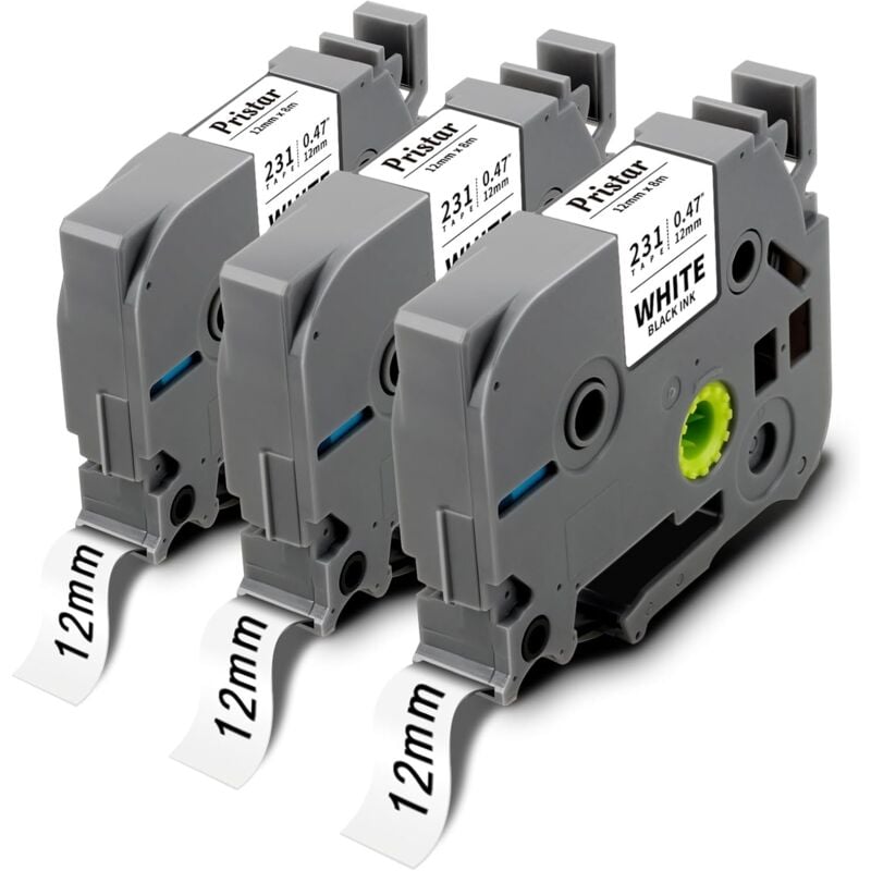 foto del prodotto 12mm compatibile per brother tze 231 tz231 tz 231 tze nero su bianco laminato cassetta per brother pt h100lb h107b e110 h200 p300bt p700 d400vp h100lb