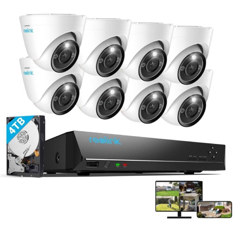foto del prodotto 12mp kit di videosorveglianza 8x telecamera ip poe cupola e nvr da 4tb da 16ch, rilevamento persone veicoli, visione notturna da 30 m con