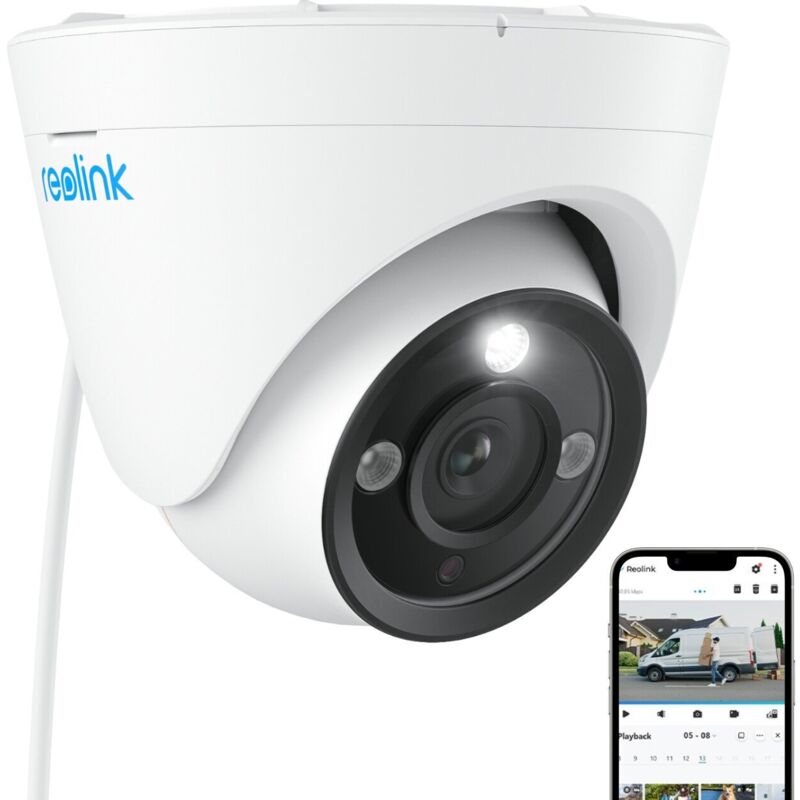 foto del prodotto 12mp telecamera di sicurezza cupola intelligente poe, visione notturna a colori, rilevamento di persone veicoli, rlc 1224a reolink