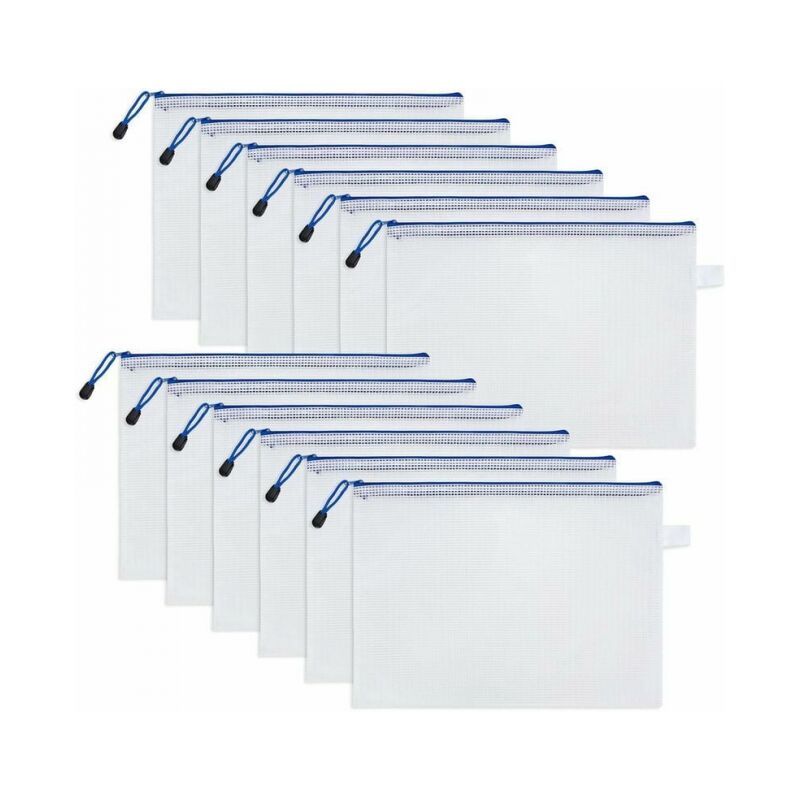 foto del prodotto 12pc busta portadocumenti con cerniera a4, cartelle portadocumenti, buste portadocumenti in plastica pvc trasparente, borse organizzative per