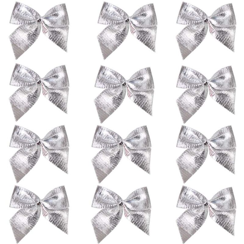 foto del prodotto 12pcs decorazione ornamento appeso bowknot farfalla decorazione albero carino 12pcs, argento 