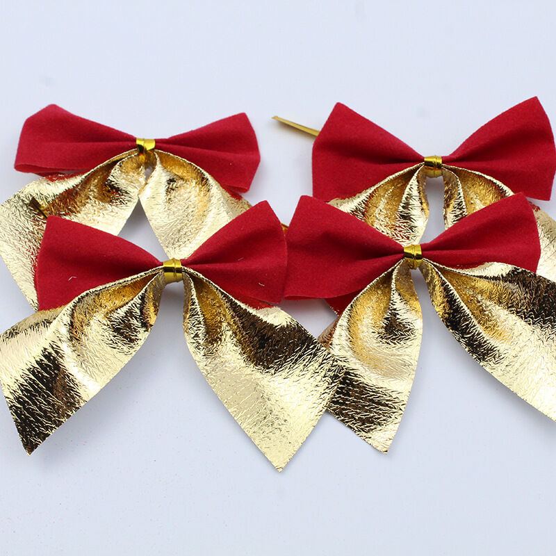 foto del prodotto 12pcs decorazione ornamento appeso bowknot farfalla decorazione albero carino 12pcs, oro rosso 