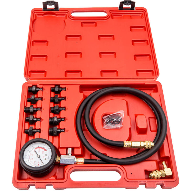 foto del prodotto 12pz set strumenti tester pressione olio motore manometro 0 10 bar 0 140 psi