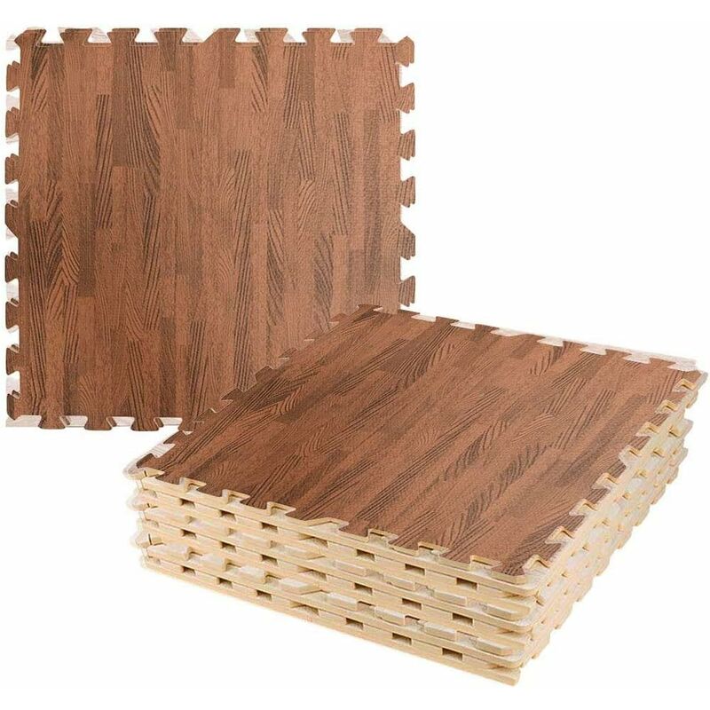 foto del prodotto 12pz tappeto per palestra pavimento puzzle incastro tappetino ginnastica fitness bambini gioco 60x60cm, marrone