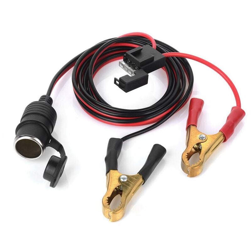 foto del prodotto 12v 24v femmina presa accendisigari per auto a batteria morsetti a coccodrillo connettore 2ft batteria per auto clip on cavo di prolunga di ricarica