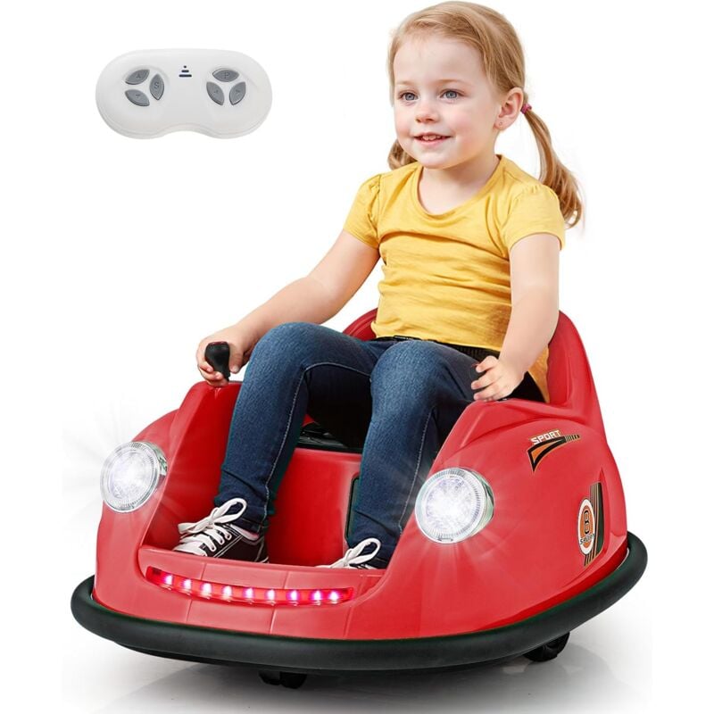 foto del prodotto 12v auto tamponneuse lectrique enfants avec t l commande, voiture tournante b b 360 avec lumi res led musique, d marrage lent, charge 20kg pour