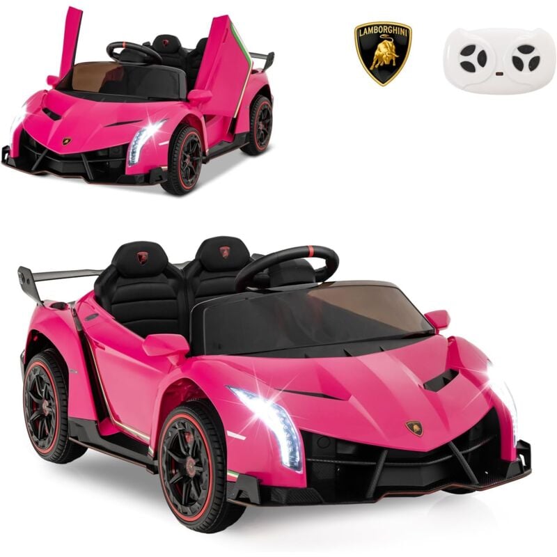 foto del prodotto 12v lamborghini voiture electrique enfants avec t l commande 2,4g, v hicule electrique avec lumi res led musique, mode bascule, d marrage lent,