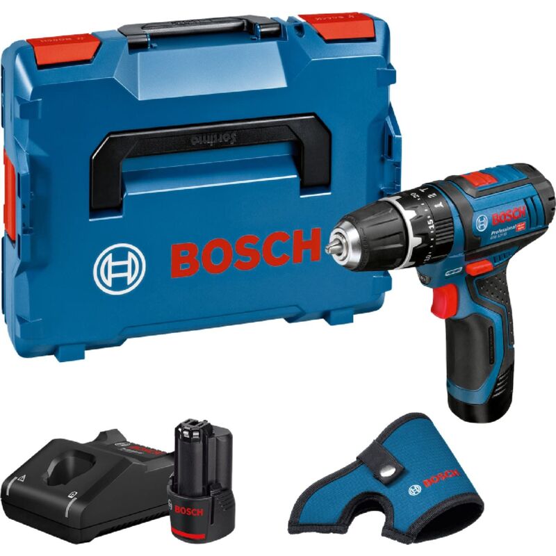 foto del prodotto 12v system trapano avvitatore con percussione a batteria gsb 12v 15, include 2 batterie da 2.0 ah, caricabatteria gal 12v 40, custodia a fondina, in