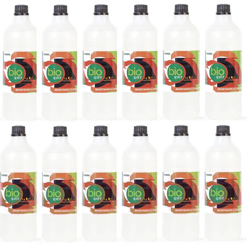 foto del prodotto 12x 1 lt bioetanolo combustibile ecologico naturale inodore per camino biocamino sprint