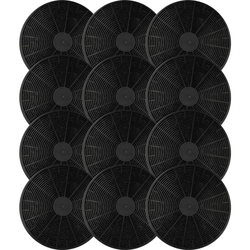 foto del prodotto 12x filtro a carboni attivi compatibile con baumatic f60.2ss, f100.bl, tel06ss, f100.2ss, f902blbl, f90.2ss, f70.2ss cappe aspiranti - 17,5 cm - vhbw