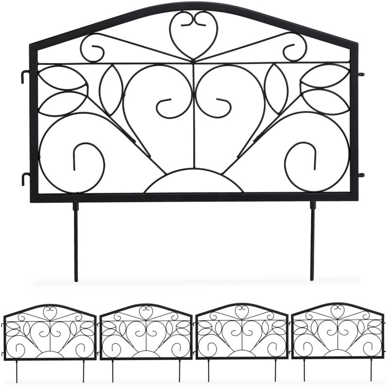 foto del prodotto 12x pareti per recinzione da giardino, bordure per aiuole, sentieri, ferro, ornamenti decorativi, hxl 33 x 675 cm, nero