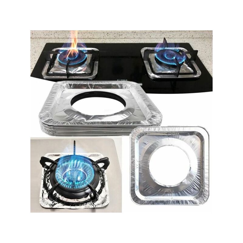 foto del prodotto 12x salva piano cottura quadrato in alluminio per fornelli cucina antiaderente