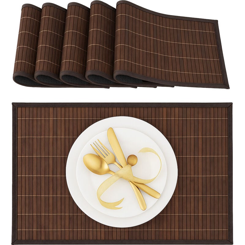 foto del prodotto 12x tovagliette all americana da tavolo in bamb , base antiscivolo 30x45 cm, facile da pulire, marrone