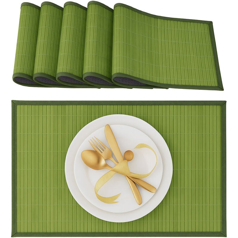 foto del prodotto 12x tovagliette all americana da tavolo in bamb , base antiscivolo 30x45 cm, facile da pulire, verde