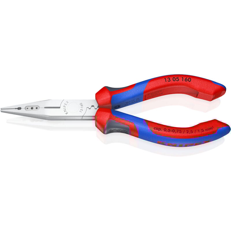 foto del prodotto 13 05 160 pinza combinata per elettricisti e cablatori rivestiti in materiale bicomponente cromata 160 mm