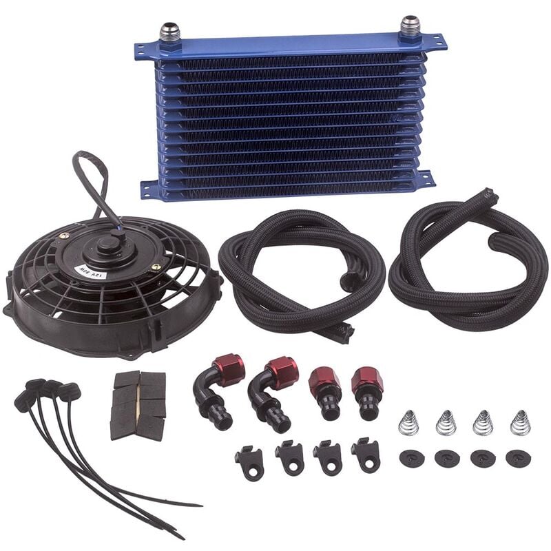 foto del prodotto 13 row trust oil cooler thermostat sandwich plate kit 7 electric cooling fan