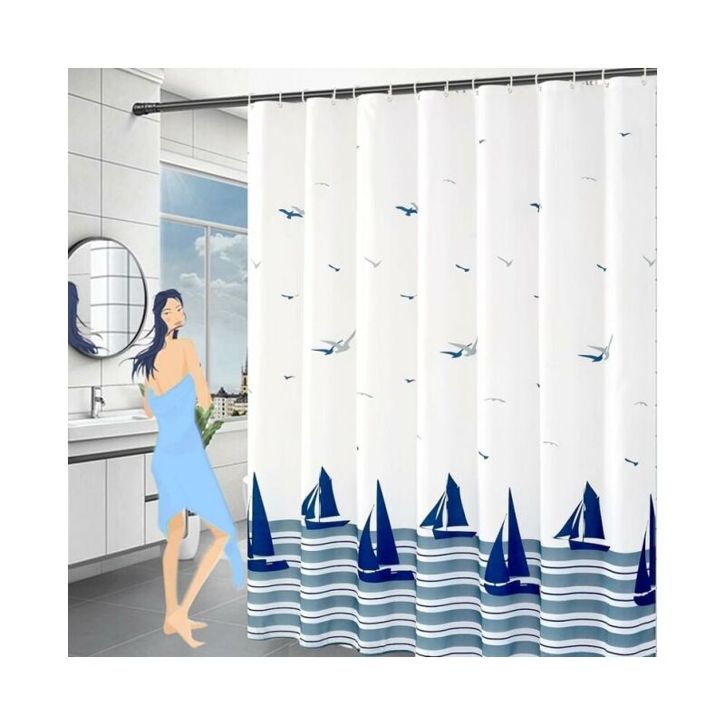 foto del prodotto 130x200 tenda da doccia antimuffa con orlo appesantito, tende da doccia lavabili impermeabili, tende da doccia oceaniche in tessuto poliestere per