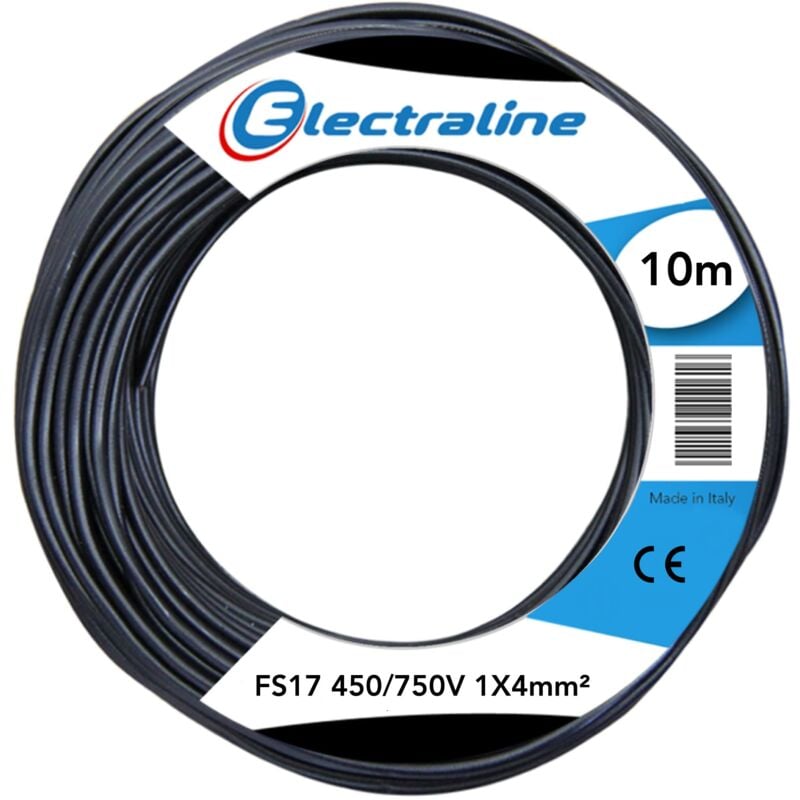 foto del prodotto 13211 cavo unipolare fs17, 10 mt, sezione 1x4 mm adatto per cablaggi di quadri elettrici, circuiti elettrici di ascensori, montacarichi electraline