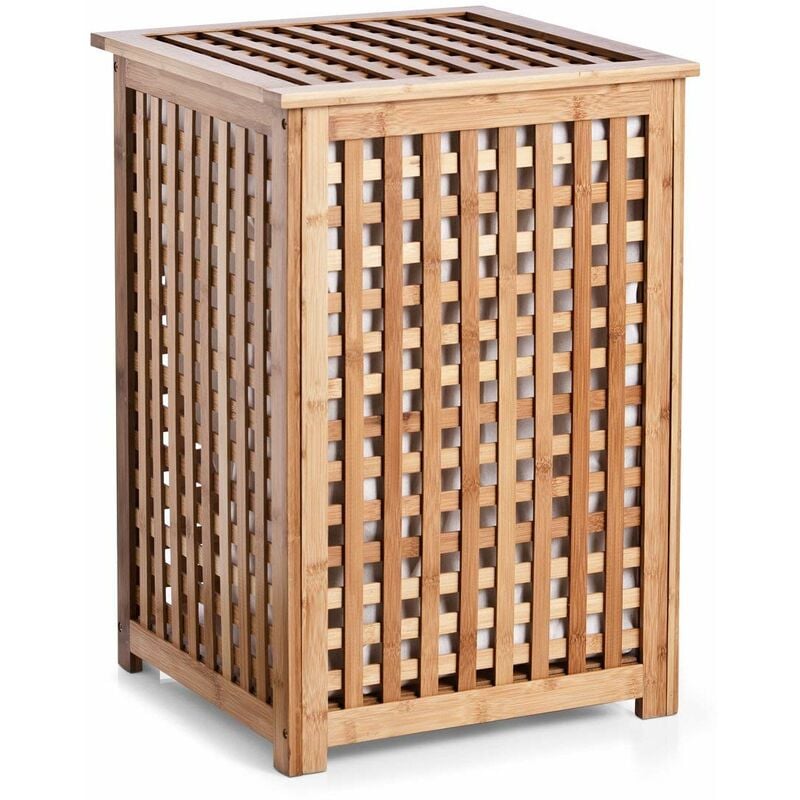 foto del prodotto 13438 - cesto portabiancheria in bambù, 40 x 40 x 58 cm - zeller