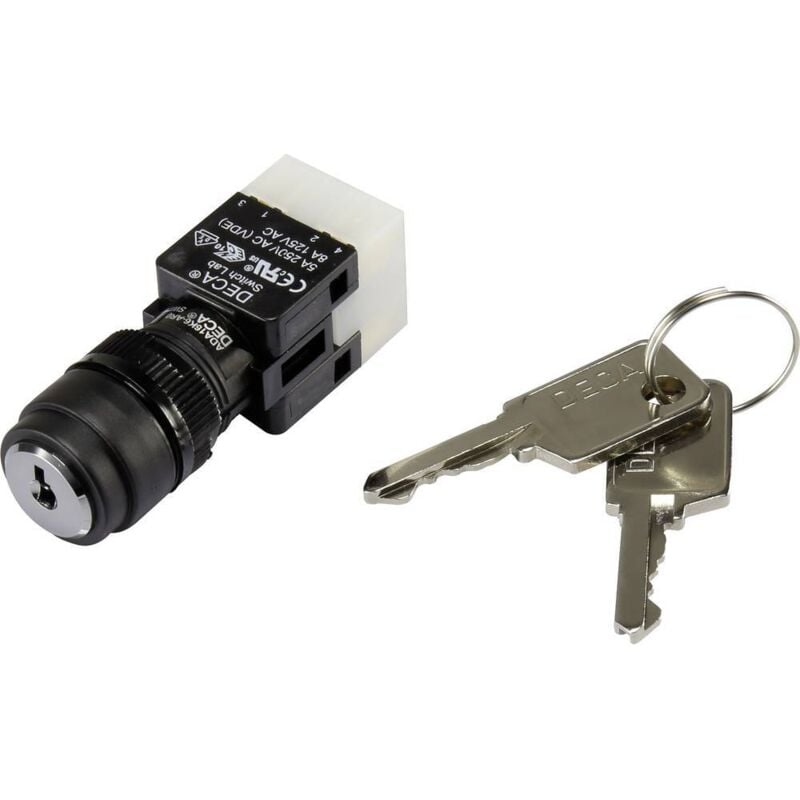 foto del prodotto 1384380 ada16k6 ar0 ca interruttore a chiave 250 v ac 5 a 1 x off on 1 x 90 ip65 1 pz. deca