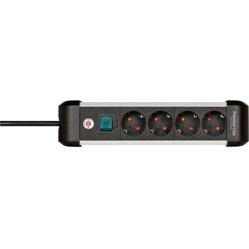 foto del prodotto 1391030400 multipresa con interruttore argento nero schuko 1 pz. brennenstuhl
