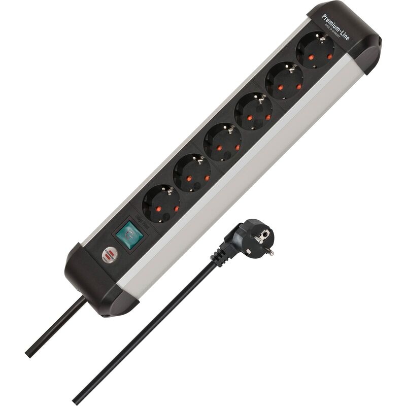 foto del prodotto 1391030600 multipresa con interruttore argento nero schuko 1 pz. - brennenstuhl