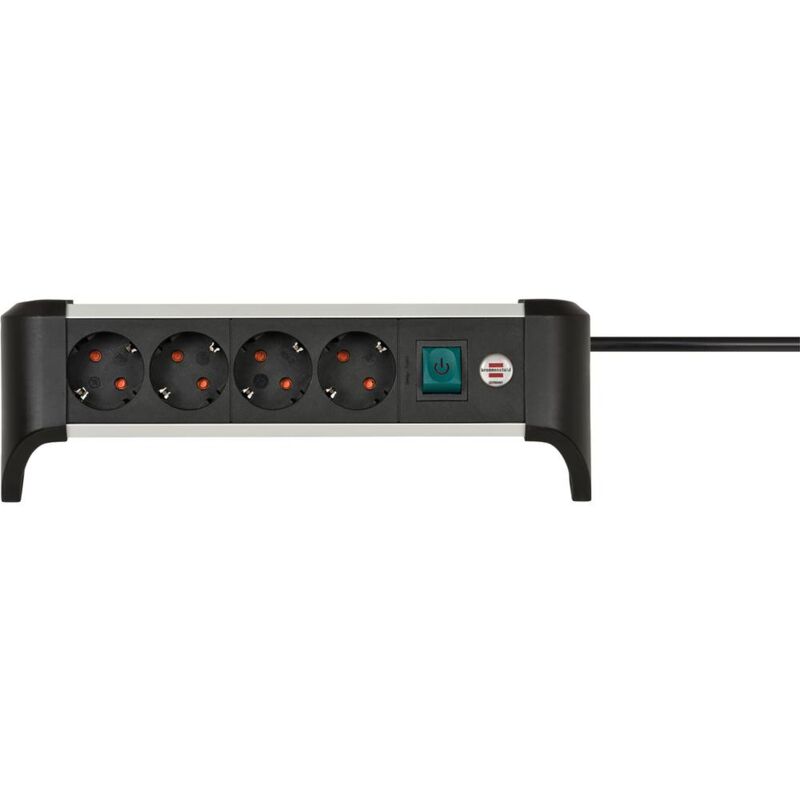 foto del prodotto 1391040400 multipresa con interruttore argento nero schuko 1 pz. brennenstuhl