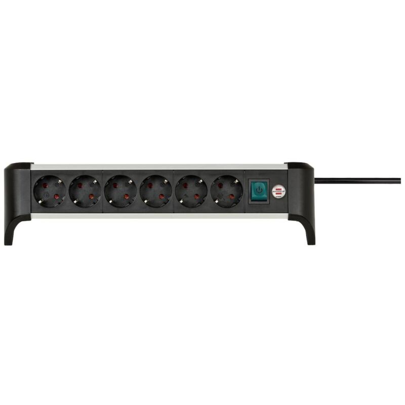 foto del prodotto 1391040600 multipresa con interruttore argento nero schuko 1 pz. brennenstuhl
