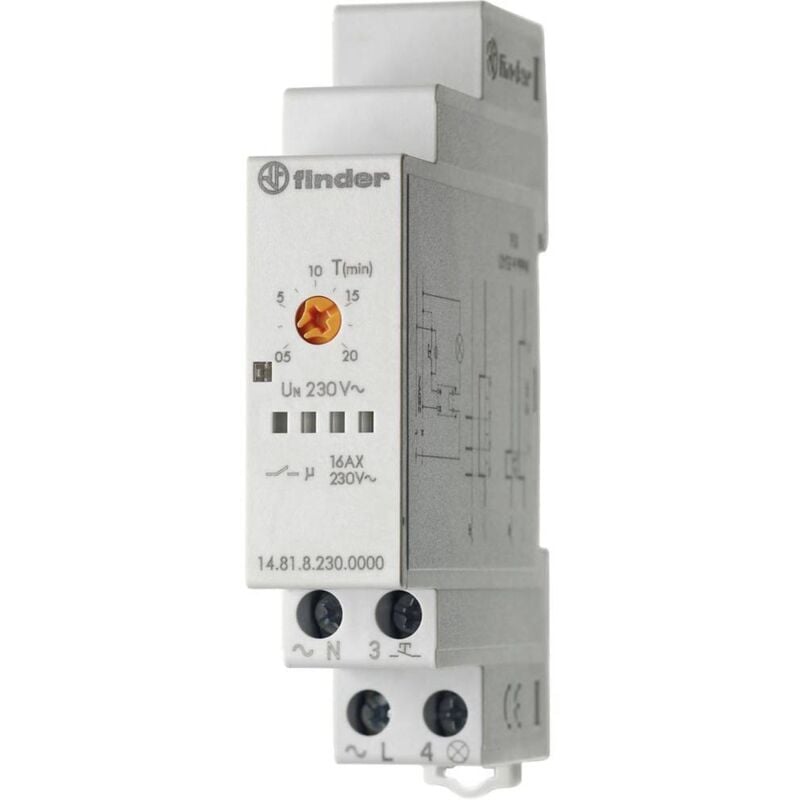 foto del prodotto 14.81.8.230.0000 rel temporizzatore luci scale guida din 230 v ac finder