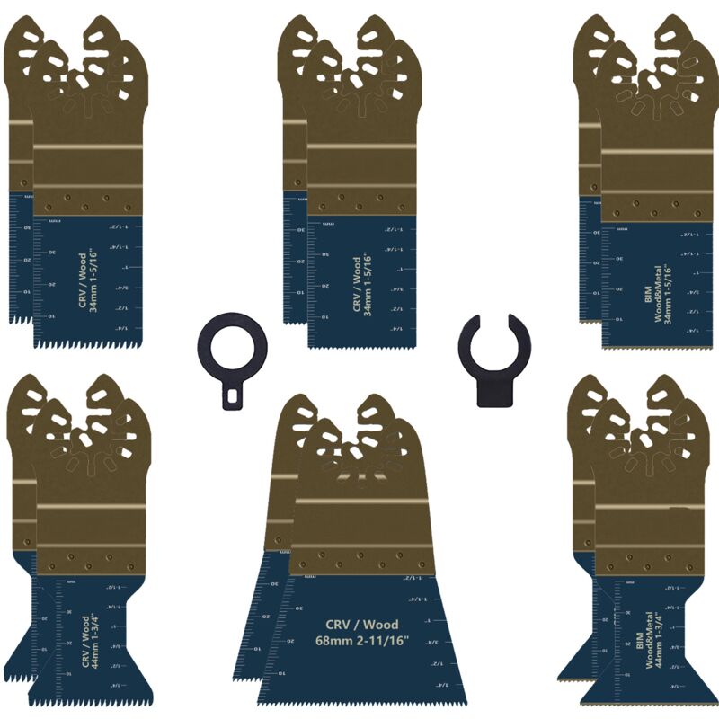 foto del prodotto 14 lame per sega oscillante, lame multiutensile per legno e metallo, kit lame multiutensile adatte per dewalt milwaukee makita bosch dremel ecc.