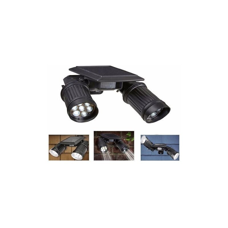 immagine 0 del prodotto 14 led lampada da parete solare con sensore di movimento e sicurezza, 2 teste, impermeabile