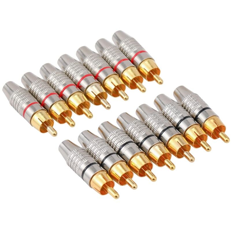 foto del prodotto 14 pezzi connettori rca senza saldatura, adattatori audio video rca maschio per cavo coassiale, placcati in oro