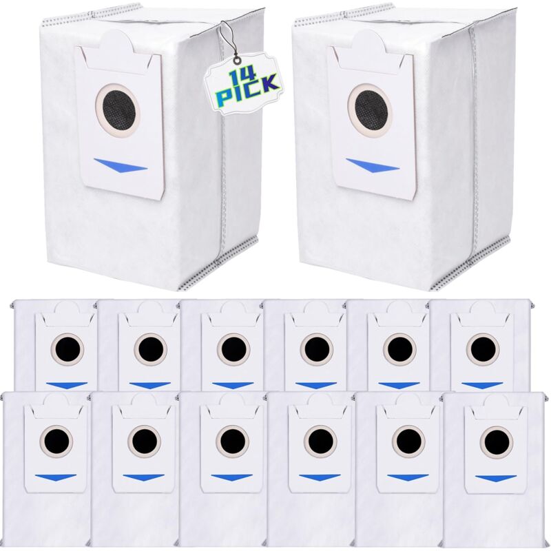 foto del prodotto 14 pezzi sacchetti antipolvere di ricambio applicabili per robot aspirapolvere ecovacs x2 x2 pro x2 omni, sacchetti di ricambio monouso di grande