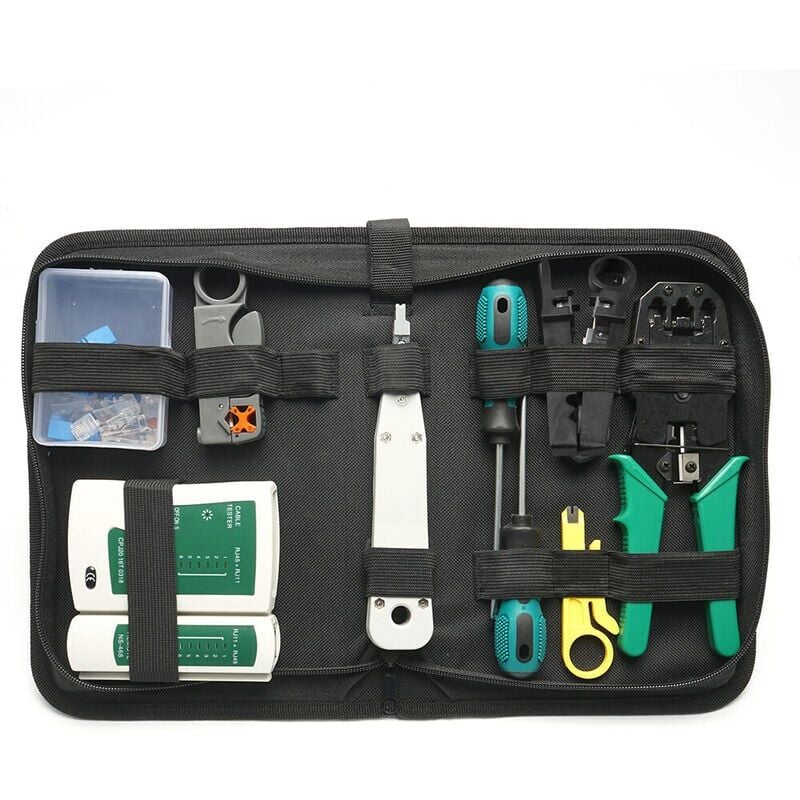 foto del prodotto 14 pz borsa hardware di rete ethernet portatile strumento di rete lan kit di strumenti per piegare cavi di rete set di strumenti di riparazione di