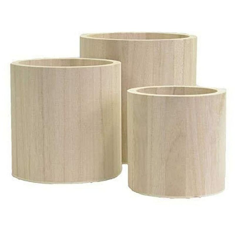 foto del prodotto 14001928 vaso rotondo da decorare, in legno, 13 x 13 x 13 cm, colore beige artemio
