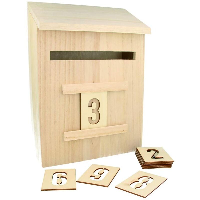 foto del prodotto 14002293 calendario dell avvento a decorare scatola alle lettere legno 20 x 9,5 x 28 cm artemio