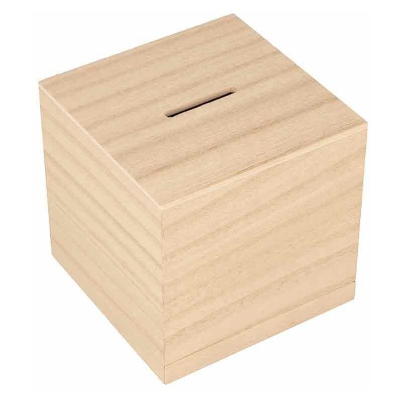 foto del prodotto 14003411 porcellino salvadanaio in legno quadrato artemio